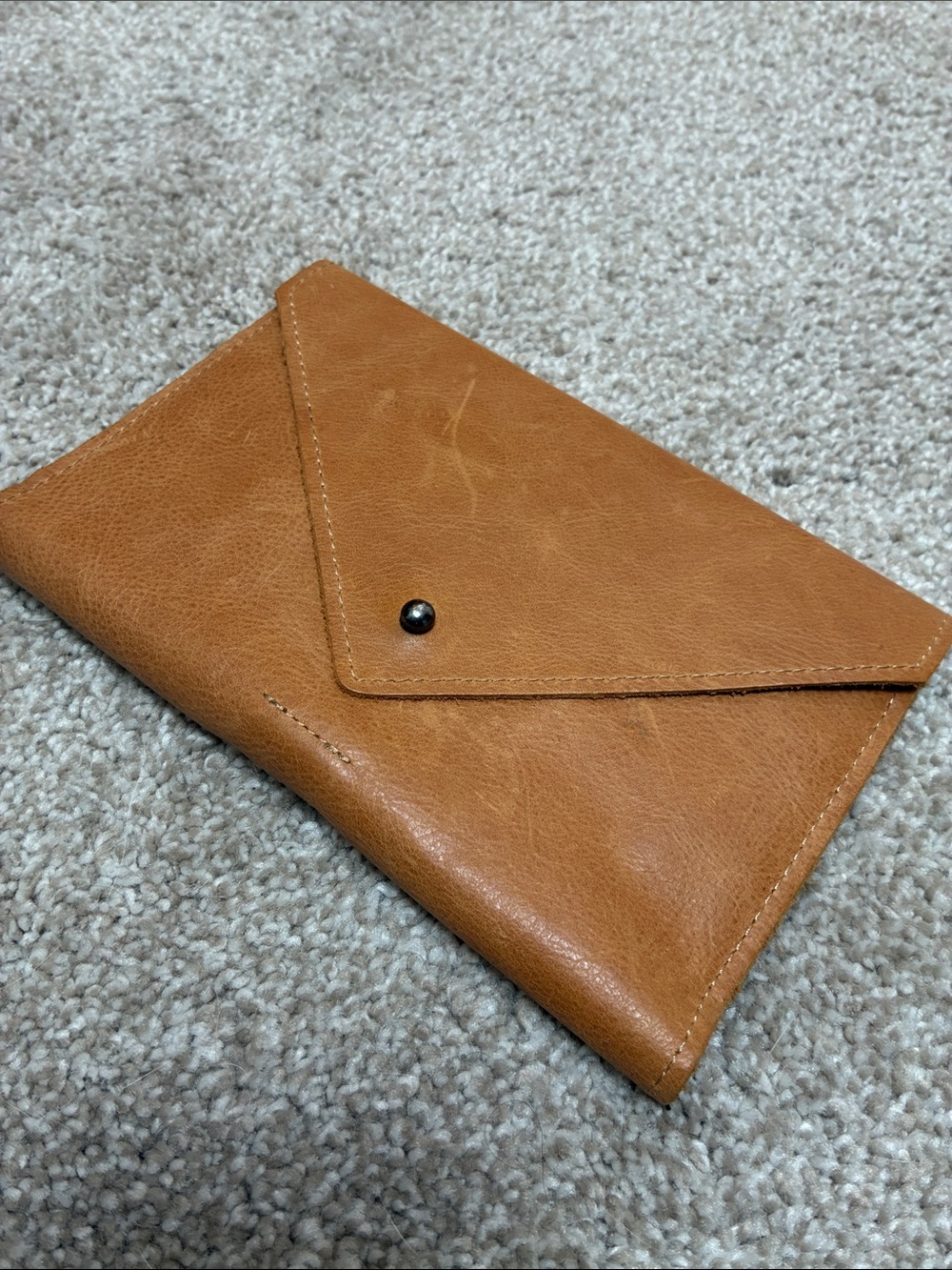 Threshold Envelope Leather Clutch — Cognac Brown